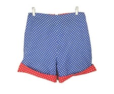 Vtg Two Sided Dot Shorts Blue  Red Reversible Metal Zipper Retro Clown Ooak S M