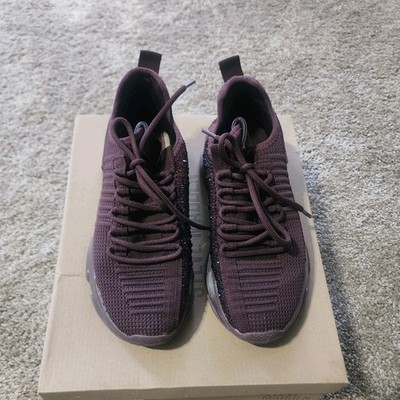 Steve Madden Maxima Burgundy Multi Rhinestone Knit Lace Up Women's Sneakers