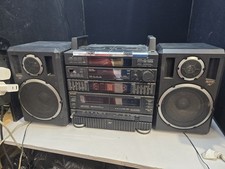 Sharp CD-X200AV Stereo System Twin CD Tape Deck Hi-Fi With Speakers Retro