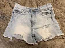 Girls DL 1961 High Rise Distressed Shorts with Holes Size 7 Blue Denim