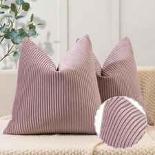Pillow Covers 18x18 Set of 2 Velvet Striped Pattern 18x18",Set of 2 Dusty Pink