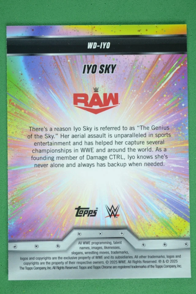 Iyo Sky 2025 Topps Chrome WWE Women's Division Green Refractor #/99 #WD-IYO - Image 2 of 3
