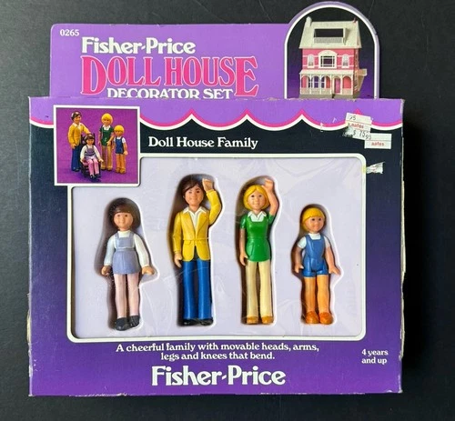 NEW! Vintage FISHER PRICE *Doll House FAMILY Figures Dad Mom Sister Brother 1985