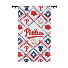 Phillies Baseball Pattern Window Curtain | Baseball Team Decor, Red Navy
