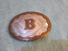 Cowboy Rodeo Western Metal Belt Buckle Letter "B" Gold  Silver Tone