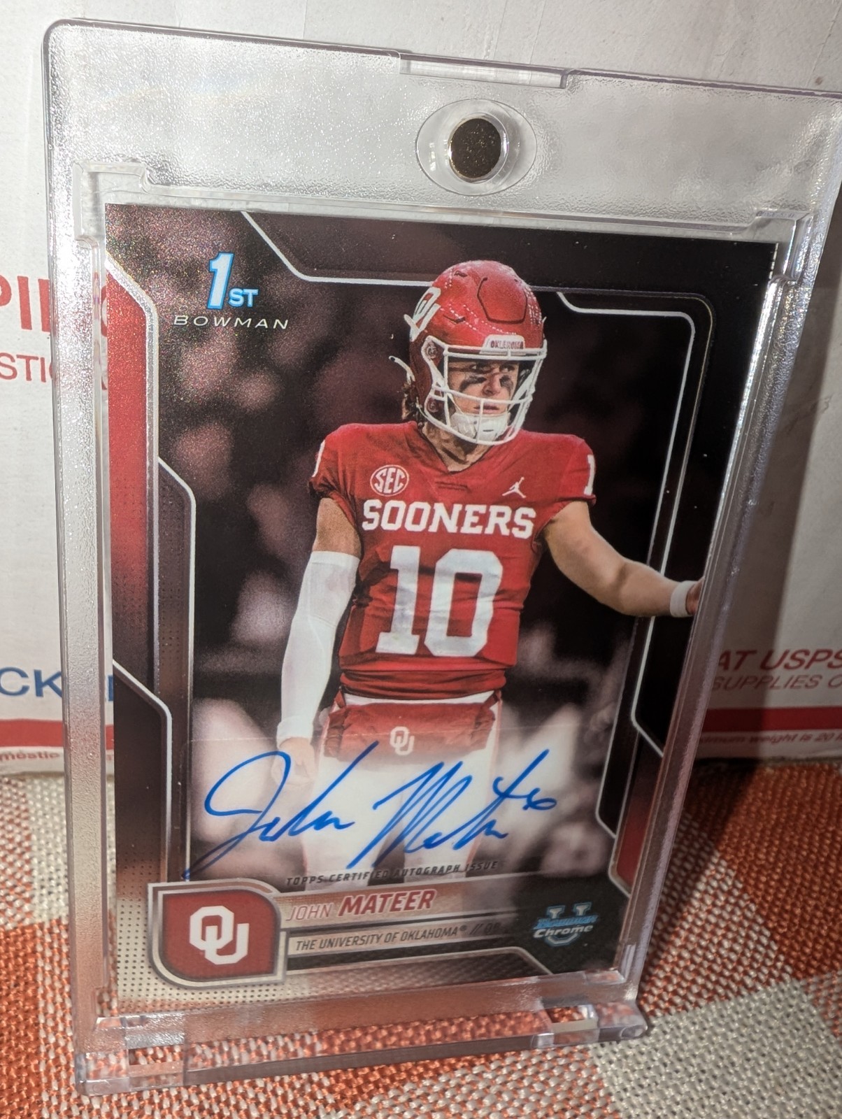 2025 Bowman Chrome U John Mateer Bowman Chrome 1st Auto Oklahoma Sooners