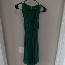 Express Green Sleeveless V-Neck Zip Back Short A-Line Dress Size 4