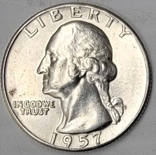 1957 Washington Quarter - Almost Uncirculated (AU) condition - 90% Silver