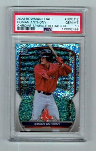Rare Roman Anthony PSA 10 2023 Bowman Draft Chrome Sparkle Refractor Rookie RC