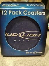 Vintage 12 Bud Light Beer Drink Coasters 4" Round Boelter Brands 2009 NEW