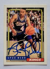 signed Spud Webb 1992-93 Topps #63 - Sacramento Kings Autograph - Atlanta Hawks