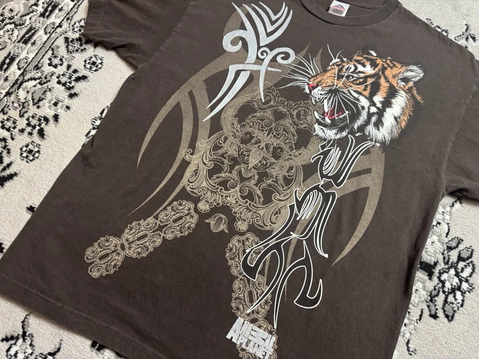 Camisa Tigre Tribal Animal Planet Vintage XL y2k Grunge camiseta natural marrón Foto 2 de 4
