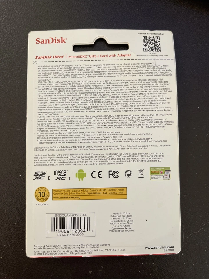 SanDisk Ultra 200GB Micro SDXC UHS-I U1 Card SDSDQUAN200GG4A - Image 2 of 2