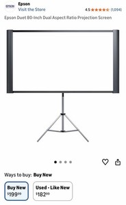 Epson Accolade Duet ELPSC80 80-Inch Dual Aspect Ratio Portable Projection Screen