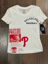 Philadelphia Phillies MLB Girls White V-Neck Graphic Shirt - NWT