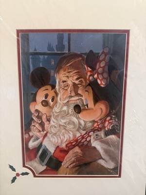 Disney Charles Boyer Mickey and Minnie Mouse Visiting Santa Print
