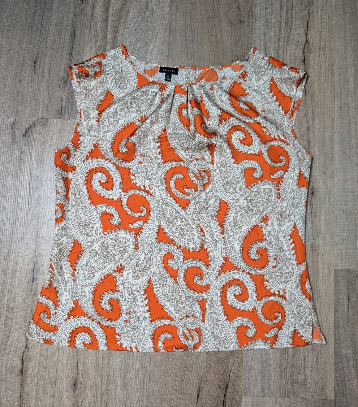 Talbots Size 12 Blouse Button Back Sleeveless  Or… - image 8