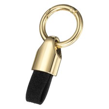 Car Key Chain Clip, Zinc Alloy Leather Car Keychain, Gold/Black