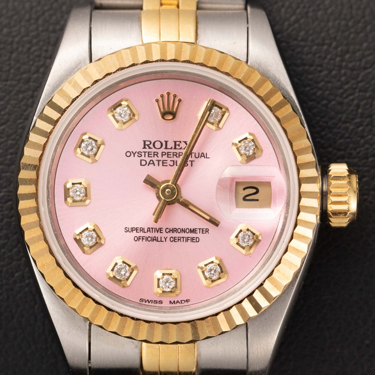 Rolex Datejust 69173 Two-Tone Jubilee Watch 26mm Pink Diamond Dial