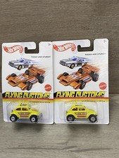 (2) Hot Wheels Flying Customs VW Volkswagen Baja Beetle Bug Yellow 2012 Offroad