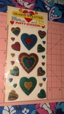 Vintage Puffy Stickers Hearts N Glitter New Pack READ