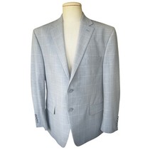 Ben Sherman Windowpane plaid pattern suit coat jacket blazer men's size 42S