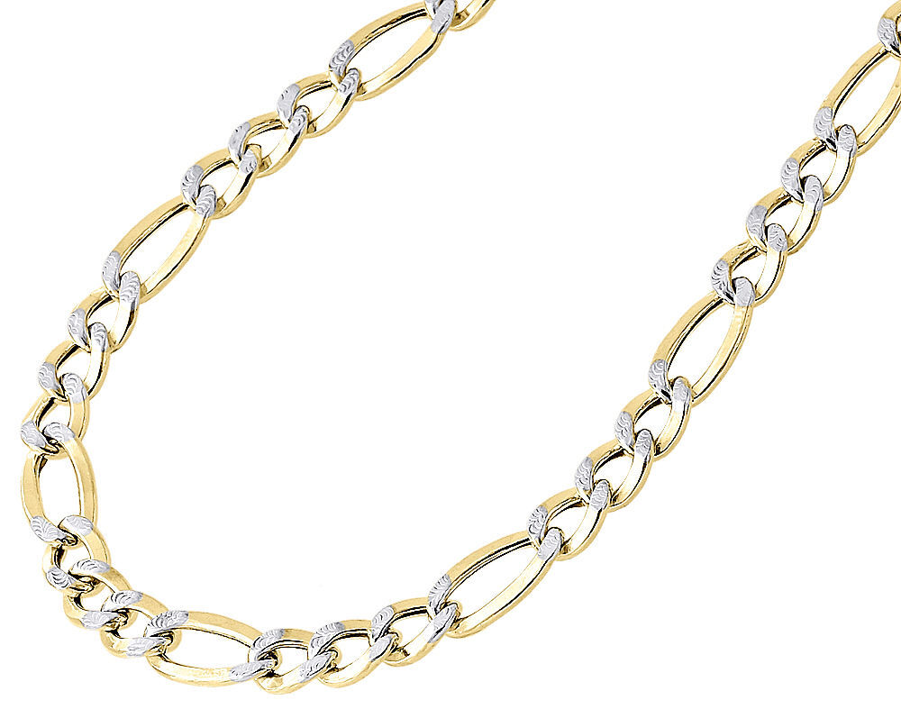 1/10th 10K Yellow Gold 7mm Diamond Cut Figaro Link Chain