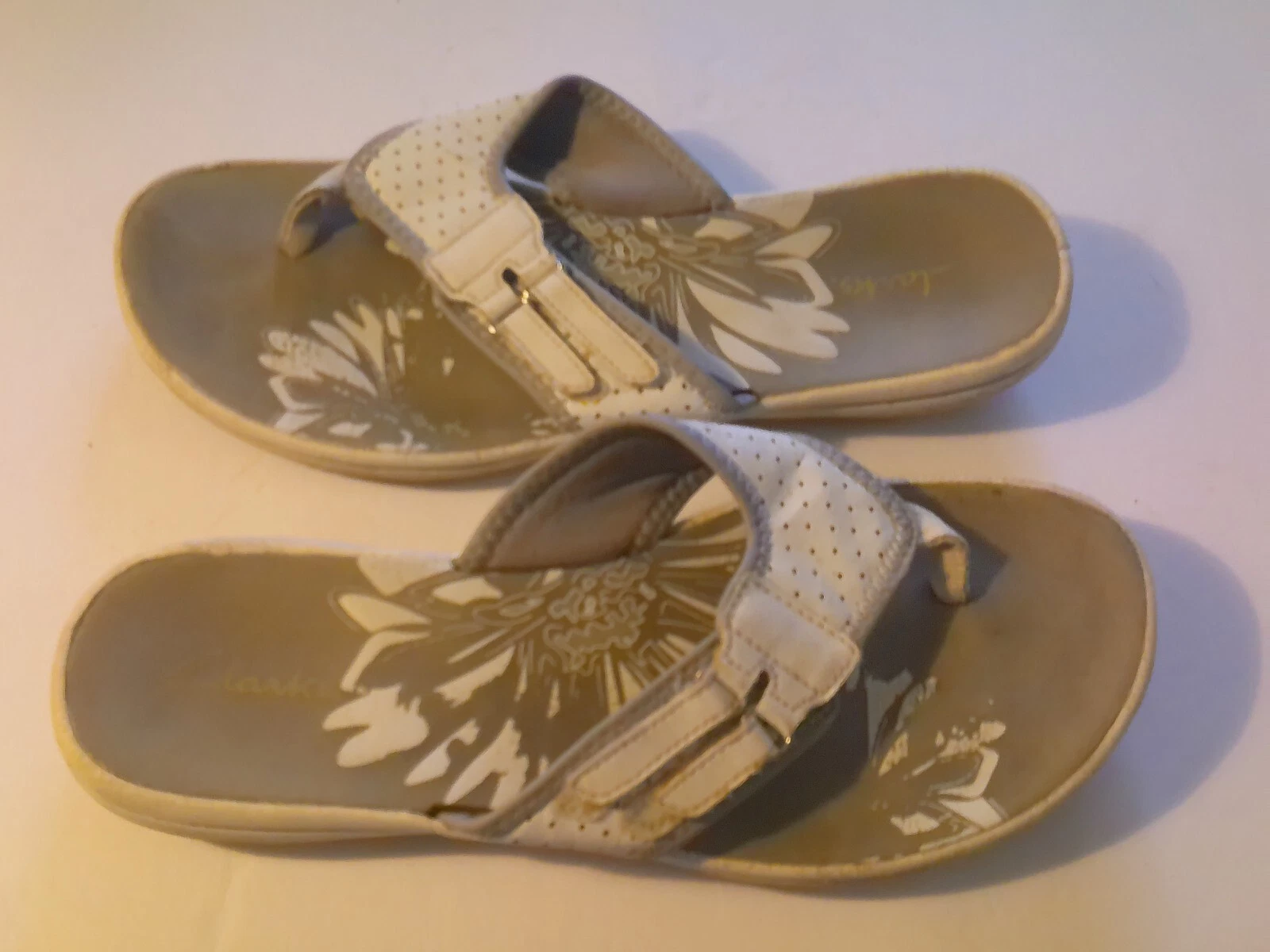 Sandalo infradito Clarks donna 8M bianco Cloudsteppers infradito regolabile