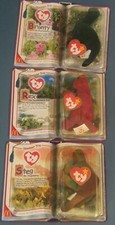 TY Teenie Beanie Babies McDonalds Dinosaur Trio Rex Steg Bronty 2000 NIP