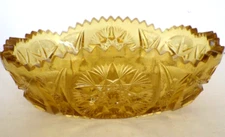 Vintage L.E.Smith Oblong Hobstar Sawtooth Rim Amber Glass Candy Dish