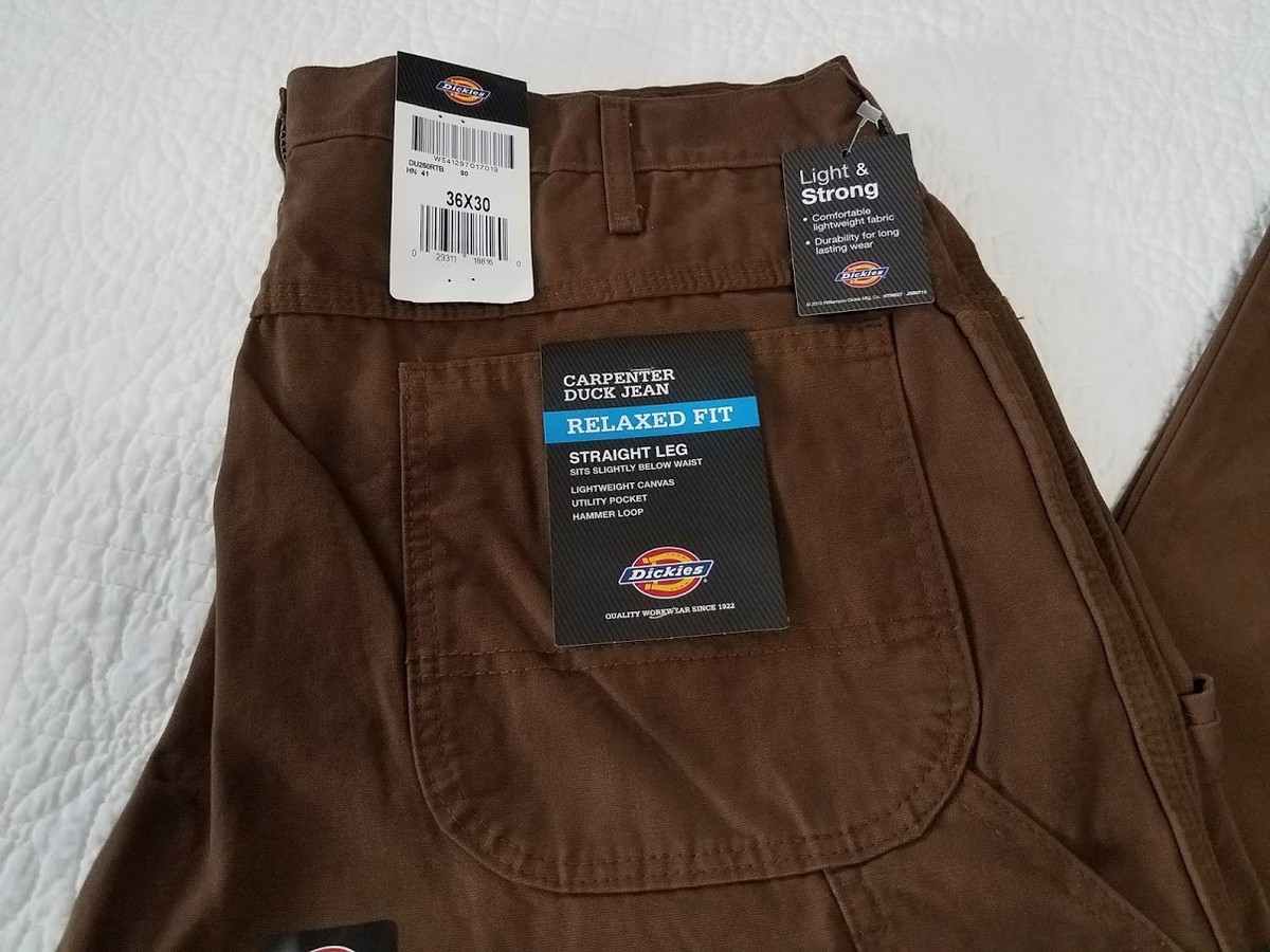 NEW DICKIES MENS RELAXED BROWN CARPENTER DUCK JEAN PANTS MANY