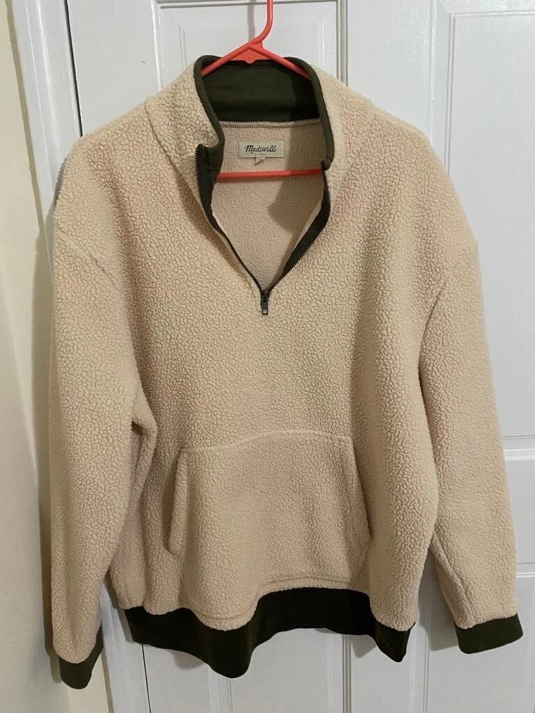 Madewell Men s Re sourced Sherpa Half Zip Sweatshirt NWOT