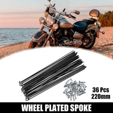 36 Pcs Bicycle Steel Spokes 14G 220mm Length with Nipples for Most Bicycle
