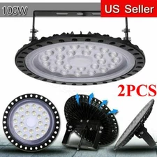 2 PACK  Warehouse LED 100W Watt UFO High Bay Lights Factory Shop GYM Light Lamp