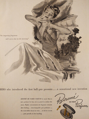 1946 Esquire Art Advertisement Biro Birome de Paris Perfume Tran Mawicke