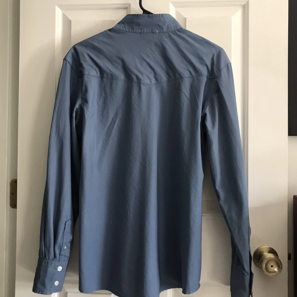 RoMFH Long Sleeve Blue Equestrian Shirt Button Up Women’s Size 40 - Image 3 of 4