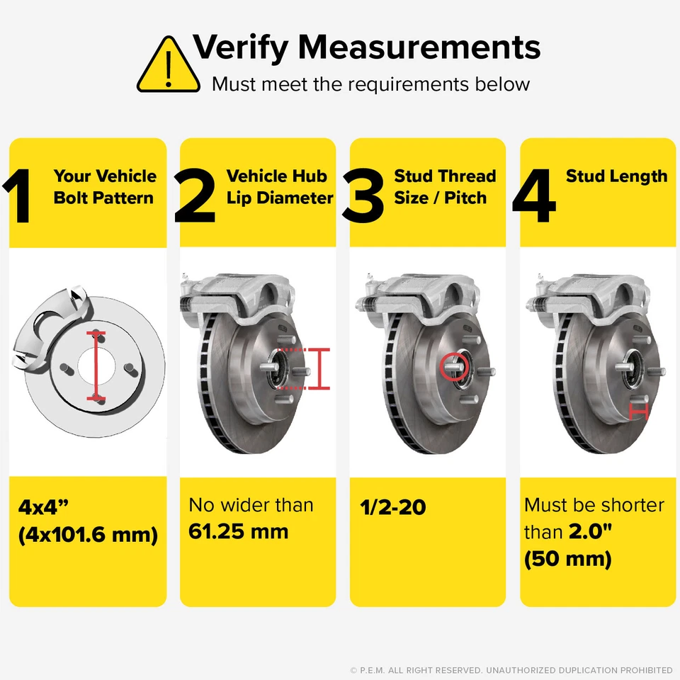 4pc 4" (2" per side) Wheel Spacers 4x4 to 4x4 | EZ GO EZGO Club Car | 2.0" Thick - Image 3 of 4