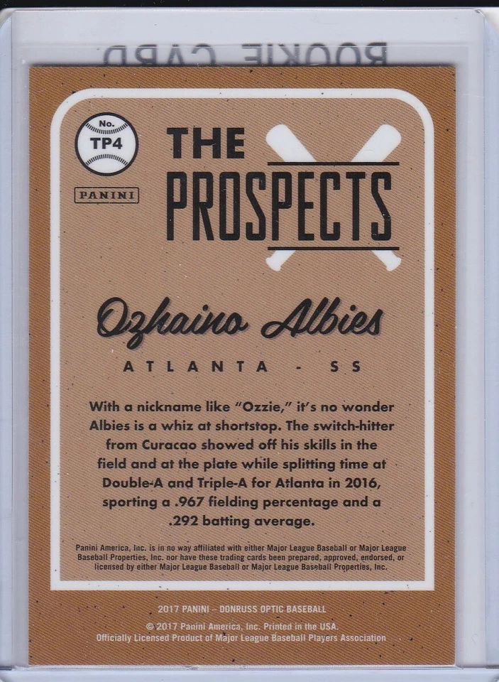 OZZIE ALBIES ROOKIE CARD The Prospects 2017 DONRUSS OPTIC BASEBALL RC Braves! - Image 2 of 2