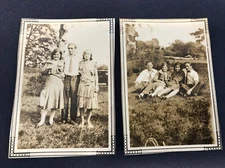 Two Vintage Photos Photographs, “Smiling Friends” B&W
