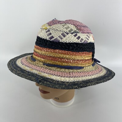 Vintage Miriam Lefcourt Multicolor Straw Sun Hat | eBay