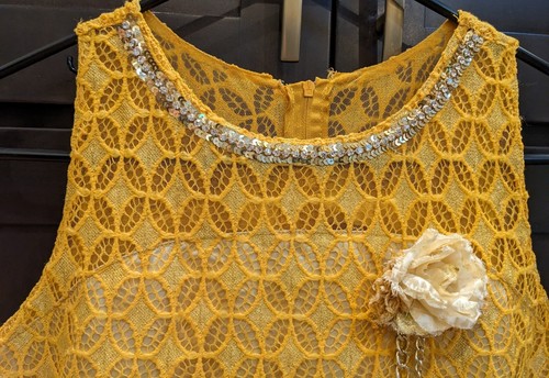 Girl's Mebaz Indian Anarkali Dress Yellow - 34 (9-10 yrs) - Picture 3 of 6