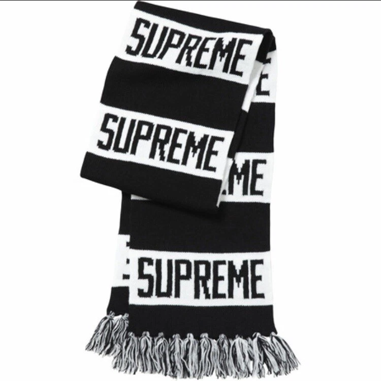FW16 SUPREME BAR STRIPE SCARF BLACK NEW WITH TAGS (cap tee hoodie Collingwood)
