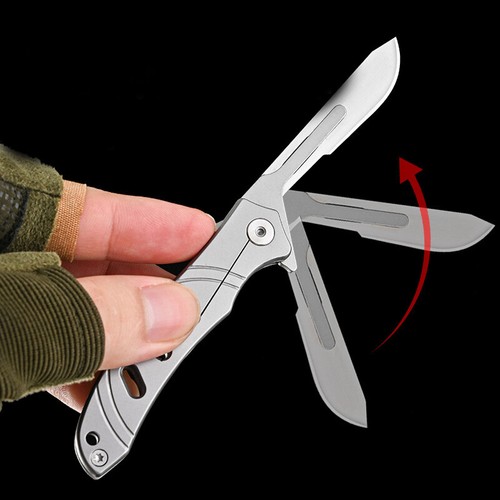 Stainless Steel Quick-opening Folding Knife Mini Folding Keychain Scalpel - Picture 4 of 8
