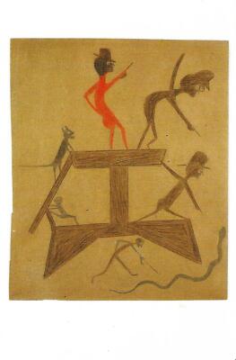 Postcard Bill Traylor ''Exciting Event with Construction'' American Folk Art MINT
