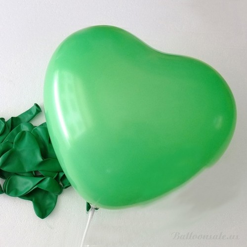 12 inch 100x Green Color Heart Latex Thick Party Balloons 3.2g Helium Floating - Picture 1 of 4