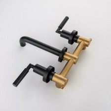 RBROHANT Two-Handle Wall Mounted Bathroom Faucet Matte Black RB0735