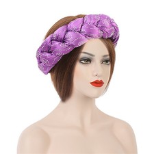 Twisted Braid Satin Hair Bands Muslim Womens Elastic Turban Headwrap Headbands