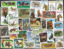 HORSES ON STAMPS NATURE 100 ALL DIFFERENT STAMPS COLLECTION        29/5/25