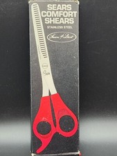 Sears Solingen Germany Stainless Steel Hair Scissors Red Handle Boxed Vintage