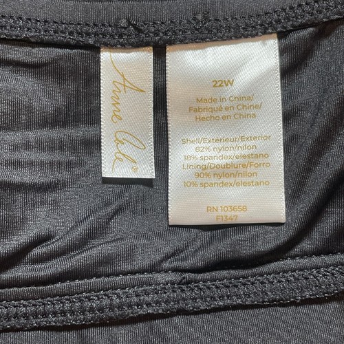 ANNE COLE Plus Size Surplice Shirred Tankini Top 22W black - Picture 9 of 10